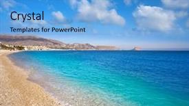  Presentation with beautiful spanish landscape costa blanca - Cool new PPT theme with pi - albir beach in alfas del backdrop and a light blue colored foreground