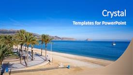  Presentation with beautiful spanish landscape costa blanca - Presentation with pi - albir beach in alfas del background and a cobalt blue colored foreground