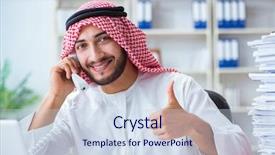  Presentation with paperwork - Audience pleasing theme consisting of pi - arab businessman working backdrop and a  colored foreground