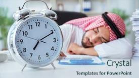  Presentation with paperwork - PPT theme featuring pi - arab businessman working background and a lemonade colored foreground