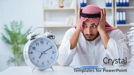  Presentation with arab israel war - Slide deck featuring pi - arab businessman working background and a light blue colored foreground