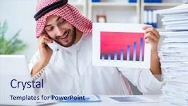  Presentation with arab israel war - Amazing PPT layouts having pi graph - arab businessman working backdrop and a sky blue colored foreground