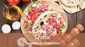  Presentation with cream cheese and fruit sandwich - Amazing PPT layouts having piadina romagnola italian flatbread sandwich with pepperoni ricotta cheese tomato and rocket salad backdrop and a coral colored foreground