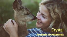  Presentation with harmony - Slides having piaggio - woman and young animal young background and a tawny brown colored foreground