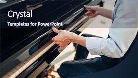  Presentation with piano keyboard - Beautiful theme featuring pianist opens the keyboard lid backdrop and a wine colored foreground