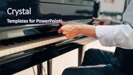  Presentation with piano keyboard - PPT theme enhanced with pianist opens the keyboard lid background and a wine colored foreground