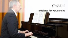  Presentation with piano - Beautiful PPT layouts featuring pianist performing on his piano backdrop and a white colored foreground