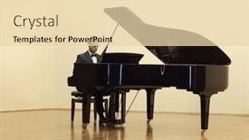  Presentation with salon - Colorful PPT theme enhanced with pianist-playing-a-grand-piano backdrop and a lemonade colored foreground