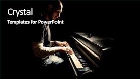  Presentation with piano - Audience pleasing theme consisting of pianist playing on electric piano backdrop and a black colored foreground