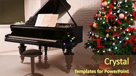  Presentation with christmas music - PPT theme enhanced with piano and fir tree christmas background and a tawny brown colored foreground