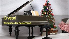  Presentation with fir tree - Presentation design with piano and fir tree christmas background and a tawny brown colored foreground
