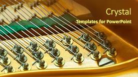  Presentation with musical instrument - Amazing presentation design having piano-deck-close-view-chords backdrop and a tawny brown colored foreground