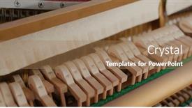  Presentation with strings - Cool new slide deck with piano-hammers-hit-the-strings backdrop and a coral colored foreground