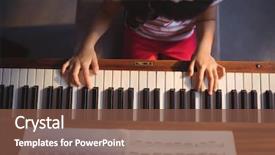  Presentation with music school - Slides featuring piano in classroom at music background and a tawny brown colored foreground