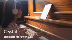  Presentation with music school - Colorful theme enhanced with piano in classroom at music backdrop and a tawny brown colored foreground