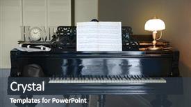  Presentation with piano - Theme consisting of piano-in-empty-classic-room background and a ocean colored foreground