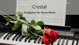  Presentation with electronic music - Presentation theme featuring electronic award - red roses on piano keys background and a light gray colored foreground