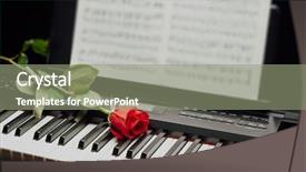  Presentation with electronic music - Colorful PPT layouts enhanced with electronic award - red rose on piano keys backdrop and a seafoam green colored foreground