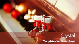  Presentation with keys - PPT theme having piano keys decorated with christmas background and a tawny brown colored foreground