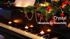  Presentation with musical instruments piano keys and - Presentation having piano keys with christmas decorations background and a wine colored foreground