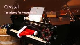  Presentation with piano - Colorful presentation theme enhanced with piano keys with christmas backdrop and a tawny brown colored foreground