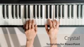  Presentation with piano keyboard - Amazing PPT theme having piano-learning-chords-at-home backdrop and a soft green colored foreground