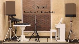  Presentation with restaurant system - PPT layouts with piano microphone and acoustic system background and a coral colored foreground
