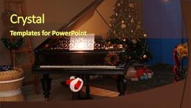  Presentation with piano - Presentation theme with piano with christmas decorations background and a tawny brown colored foreground