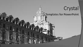  Presentation with black church - Slide set with piazza castello square in turin background and a light gray colored foreground