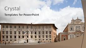  Presentation with italy - Theme having piazza-dei-cavalieri-in-pisa background and a sky blue colored foreground