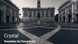  Presentation with rome - Beautiful slide set featuring piazza-del-campidoglio-with-statue backdrop and a tawny brown colored foreground