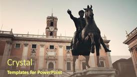  Presentation with rome - Slides having piazza-del-campidoglio-with-statue background and a coral colored foreground