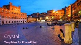  Presentation with italy - Beautiful presentation featuring piazza del campo with palazzo pubblico siena italy backdrop and a violet colored foreground