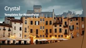  Presentation with italy puzzle - Slides enhanced with piazza dell anfiteatro in lucca background and a  colored foreground