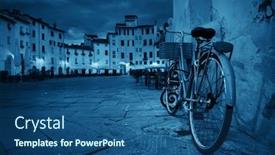  Presentation with italy puzzle - Audience pleasing theme consisting of piazza-dell-anfiteatro-in-lucca backdrop and a ocean colored foreground