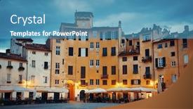  Presentation with local history italy - PPT theme featuring piazza-dell-anfiteatro-in-lucca background and a teal colored foreground