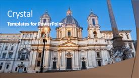  Presentation with rome - Theme having piazza-navona-at-the-obelisk background and a teal colored foreground