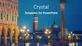 Presentation with night - Beautiful presentation theme featuring piazza-san-marco-at-night backdrop and a ocean colored foreground