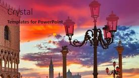  Presentation with sunrise - Slide set consisting of piazza-san-marco-at-sunrise background and a red colored foreground