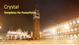  Presentation with foggy - Slide deck with piazza san marco on foggy night venice italy background and a wine colored foreground