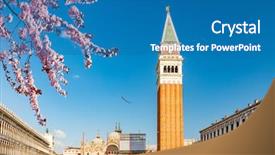  Presentation with venice - Colorful PPT theme enhanced with piazza san marko at spring venice backdrop and a teal colored foreground