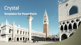  Presentation with venice - Slide set enhanced with piazza san marko in early background and a teal colored foreground