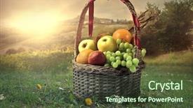 Presentation with bunch - Presentation consisting of pic nic - bunch of fruits background and a tawny brown colored foreground