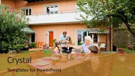  Presentation with family healthy eating - Amazing theme having pic nic - family having a barbecue backdrop and a gold colored foreground