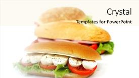  Presentation with tomato - PPT theme featuring pic nic - sandwich with mozzarella tomato background and a  colored foreground