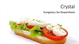  Presentation with tomato tissue culture - PPT theme featuring pic nic - sandwich with mozzarella tomato background and a  colored foreground