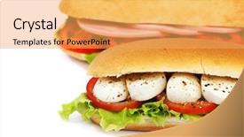  Presentation with tomato - Presentation with pic nic - sandwich with mozzarella tomato background and a yellow colored foreground