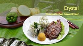  Presentation with potato - Amazing slides having picanha potato with rice and beans drover backdrop and a tawny brown colored foreground