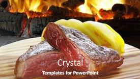  Presentation with barbecue - Presentation design enhanced with picanha traditional brazilian barbecue background and a tawny brown colored foreground