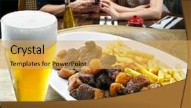  Presentation with beer - Slides consisting of picanha with fries and beer background and a yellow colored foreground